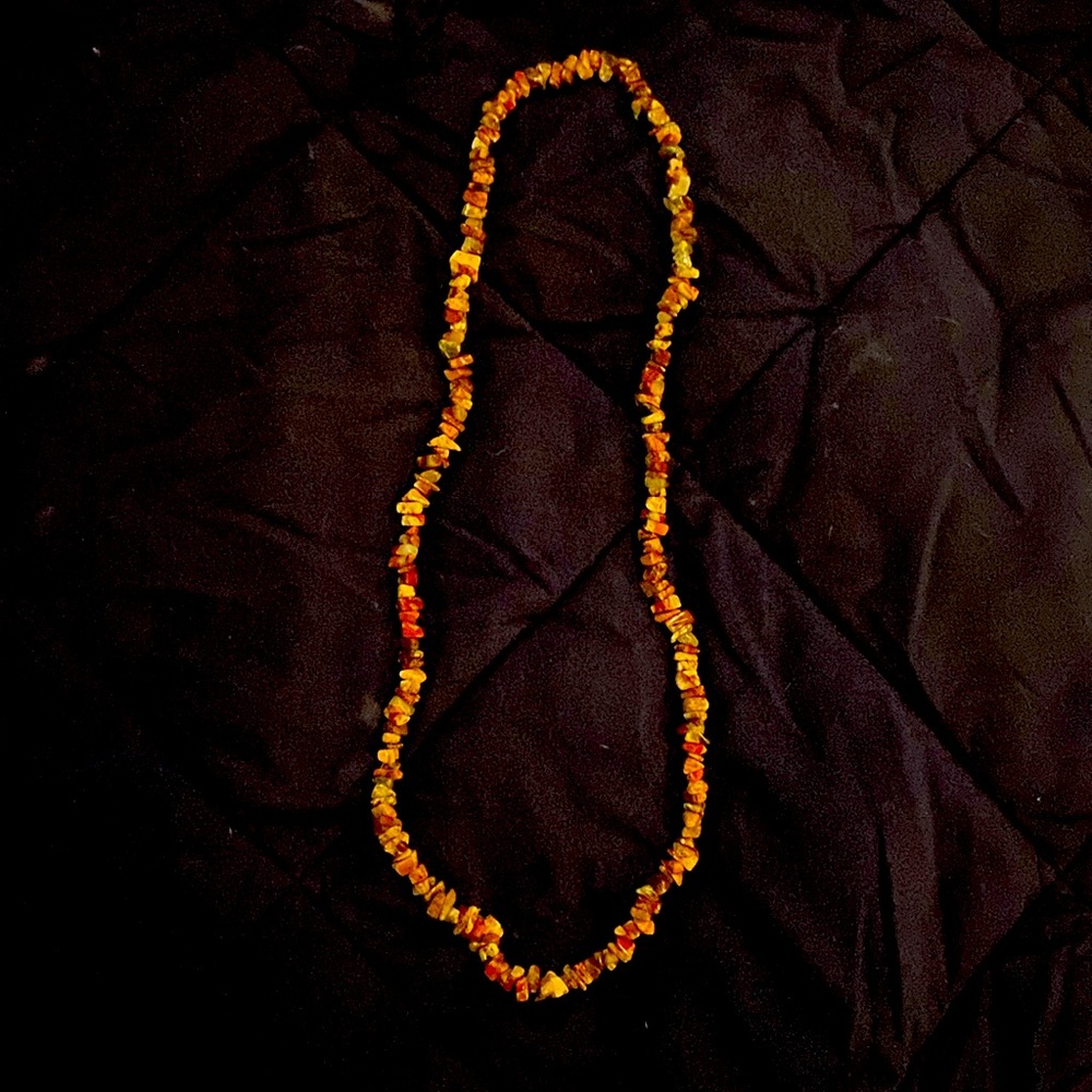 30” red/pink stone necklace